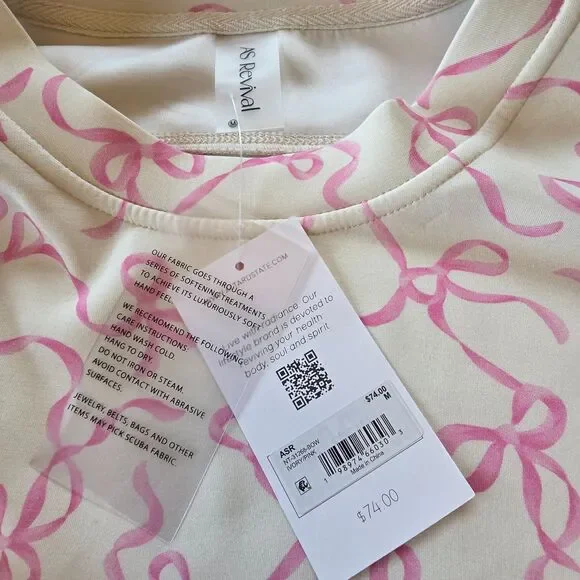 AS Revival Pink Bow Oversized Sweatshirt Cropped Coquette Crewneck NWT M - Picture 4 of 7